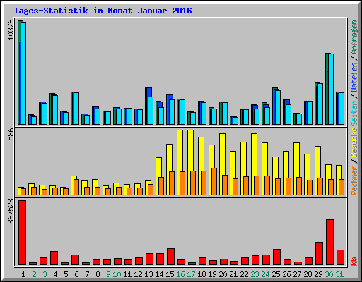Tages-Statistik im Monat Januar 2016
